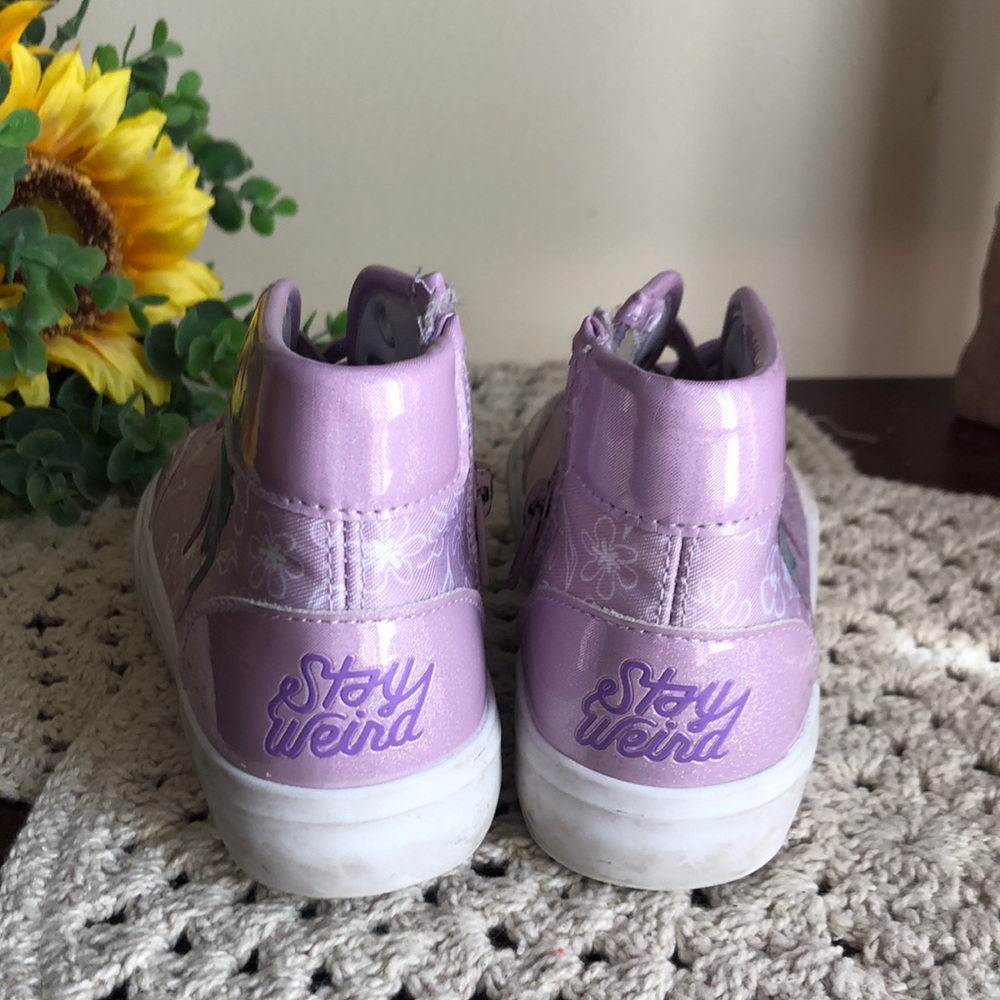 Disney Girls Purple High-Top Stitch Sneakers with Iridescent Finish - Picture 7 of 12
